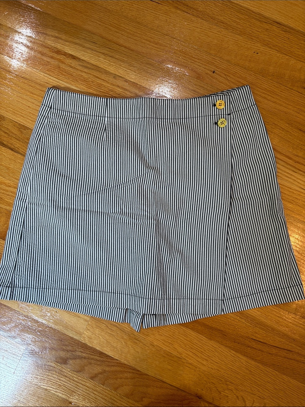 Jones New York Black and White Pinstripe Midi Skirt